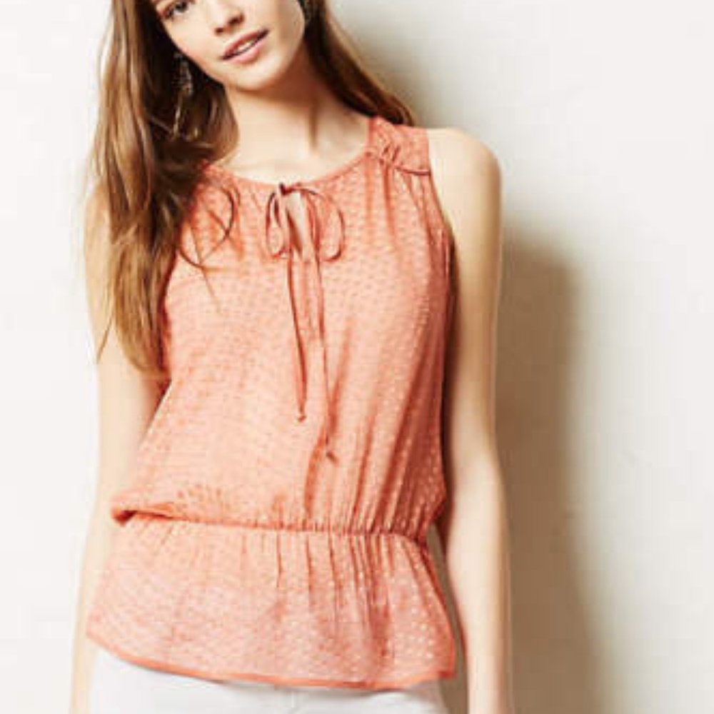 Anthropologie Ruffled Clipdot Tank Org.$98.00 New
